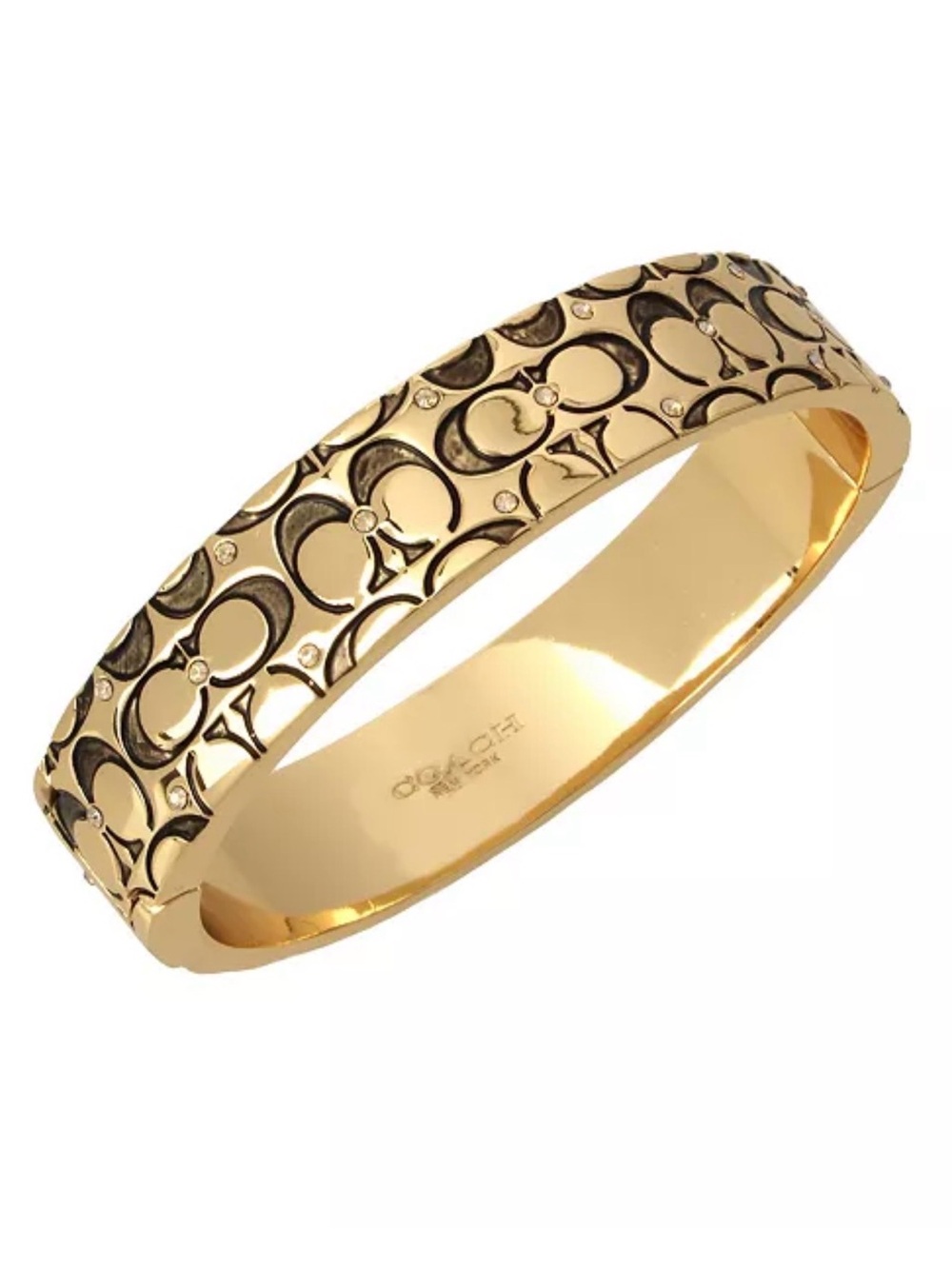 Coach Gold-Tone Signature C Pattern Bangle Bracelet